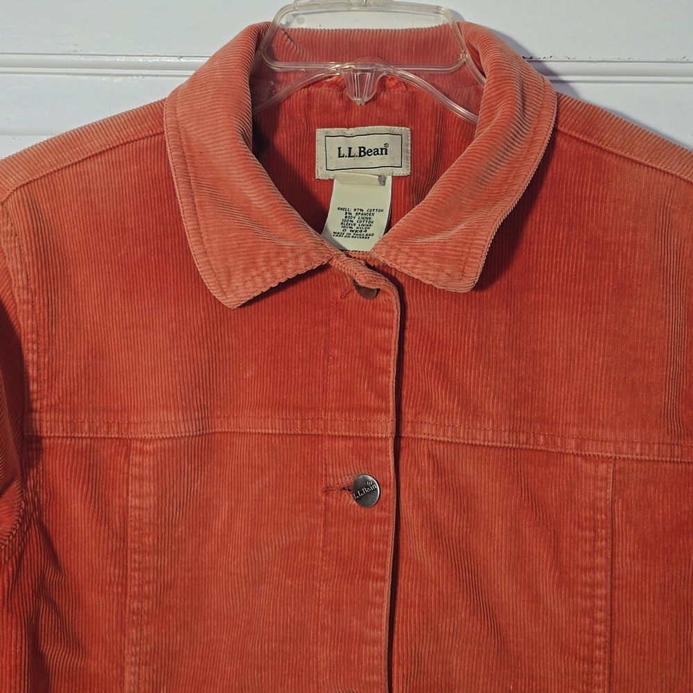 Wonderful Pink Salmon LL Bean Corduroy Jean Jacket XS Lined w/ Floral Flannel - Picture 2 of 10